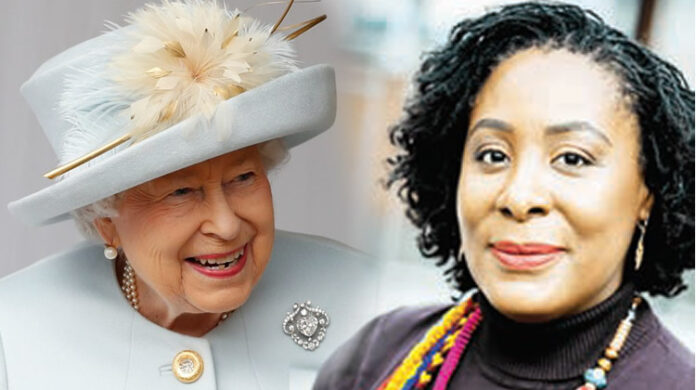 Queen Elizabeth and Prof Uju Anya Queen Elizabeth and Prof Uju Anya