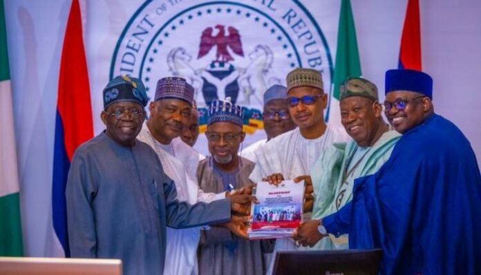 Tinubu leftGanduje 2nd right and others with the report on the conference of Livestock Reforms 750x430