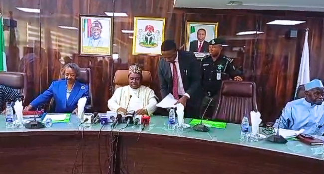 INEC-Chairman-Joash-Amupitan-at-the-meeting-with-political-parties-leaders-over-the-2027-general-elections-guidelines-in-Abuja-on-Tuesday-March-24-2026 INEC Chairman Joash Amupitan at the meeting with political parties leaders over the 2027 general elections guidelines in Abuja on Tuesday March 24 2026